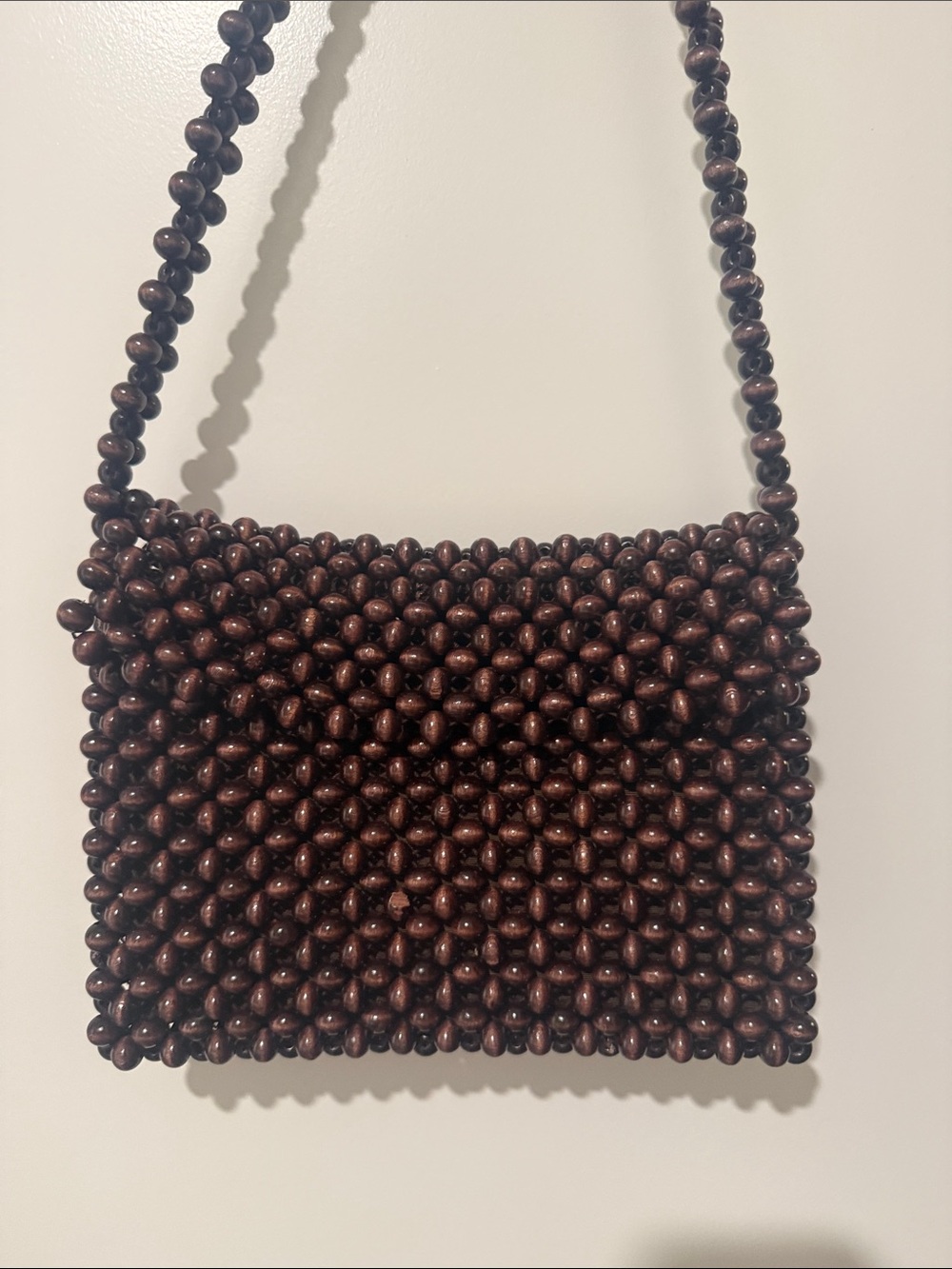 Handcrafted Brown Beaded Mini Bag